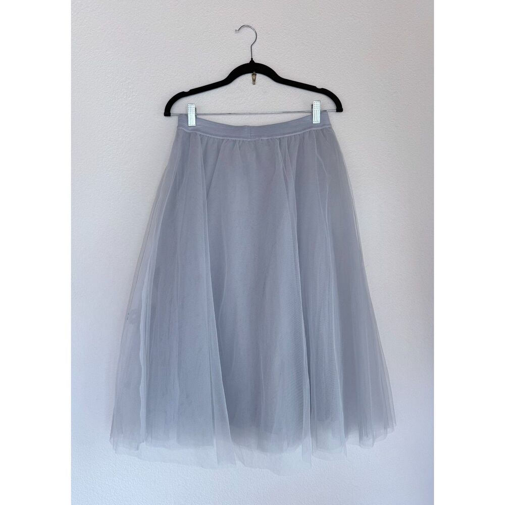 NWT Anthropologie Maeve Fleurs Du Nuit Embroidered Tulle Midi Skirt in Silver M - Picture 5 of 11